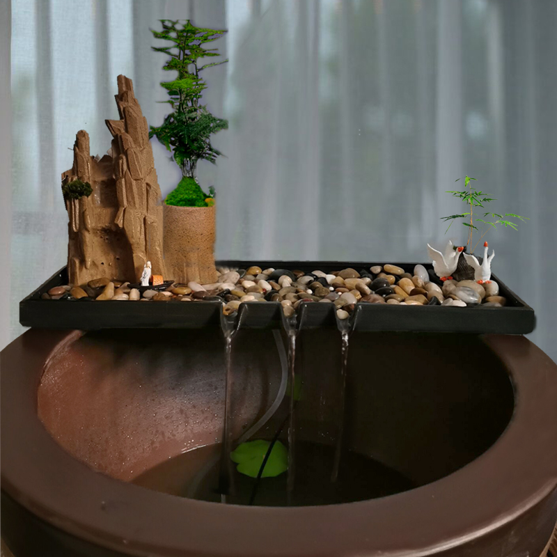 金鱼缸盆景流水摆件过滤循环系统流水器喷泉加湿增氧流水景观配件