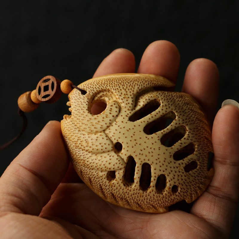 纯手工制作天然满钉竹根雕鱼骨挂件手把件竹制把玩摆件送礼