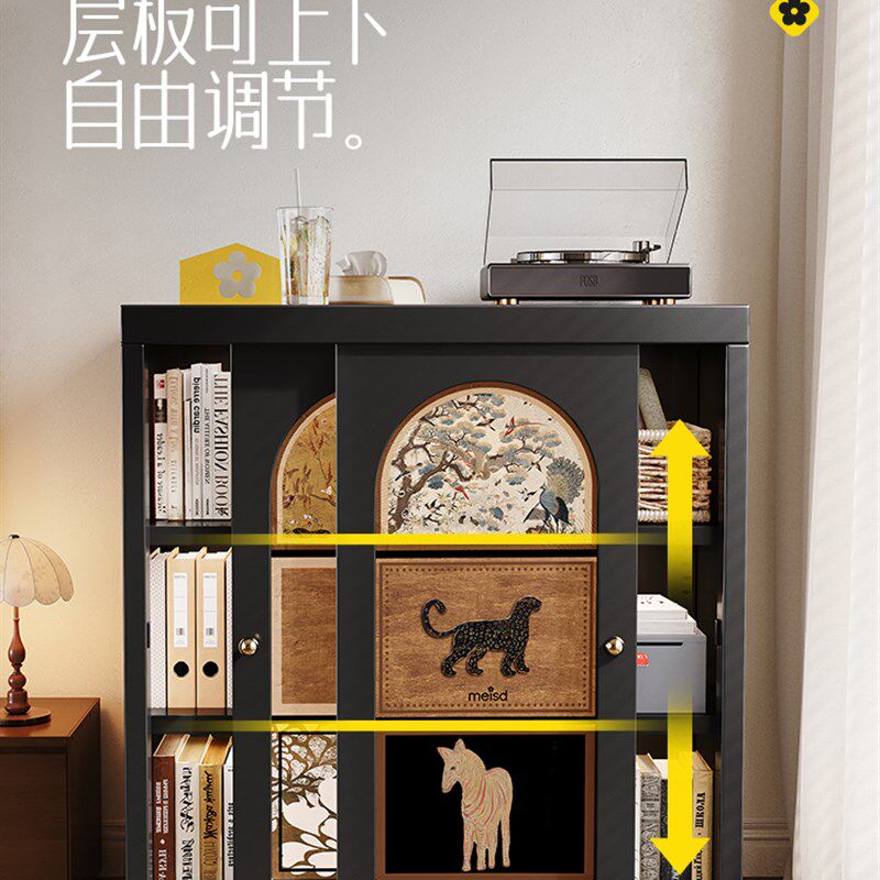 梅里达书架低柜铁皮革中世纪不锈钢碳钢杂志书架铝金属存储柜