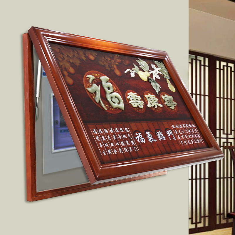 中式电表箱画总遮挡箱玉石挂画餐厅玄关壁画
