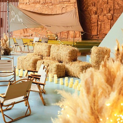 天然草垛稻草造景芦苇干花室内外主题创意景观田园风露营装饰摆件