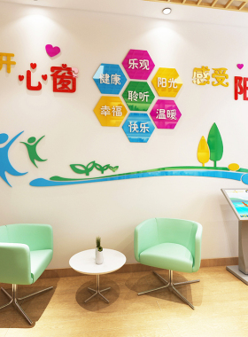 校幼儿园心理健康咨询室布置立体墙贴心理辅导室画