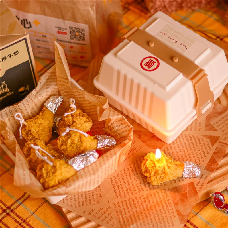 《麦辣鸡腿》炸鸡香薰蜡烛搞怪趣味小众生日毕业儿童