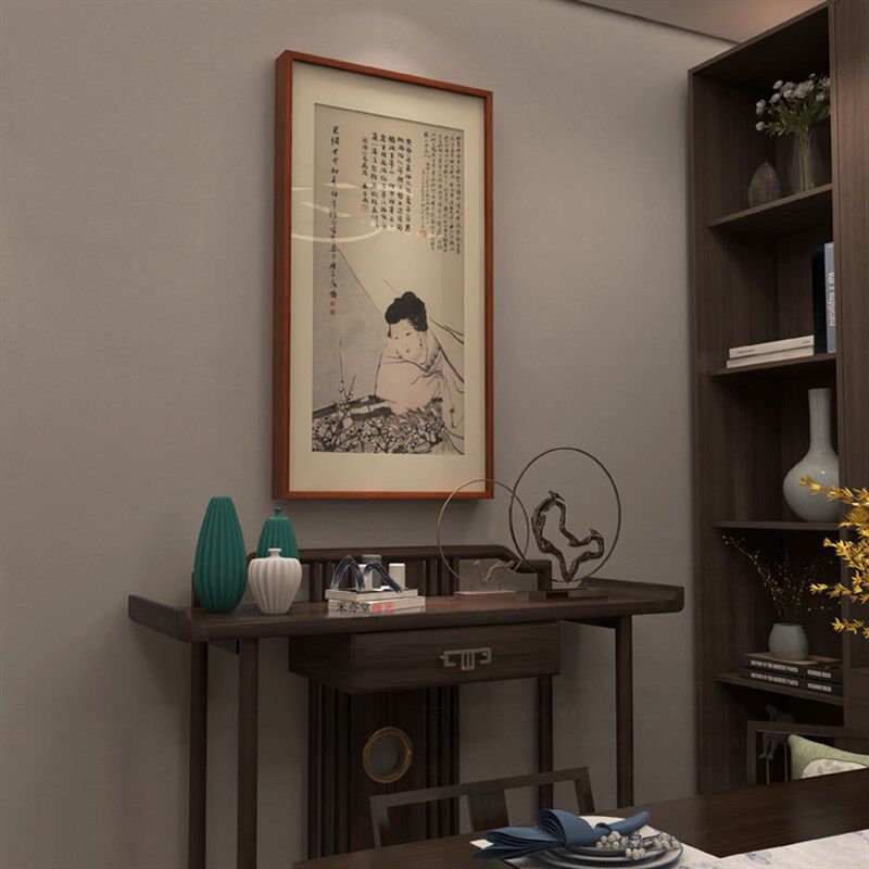 米亦堂梅花仕女图 任伯年新中式水墨人物国画餐厅书房玄关挂画