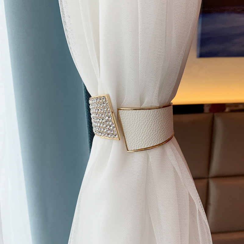 现代简约窗帘绑带合金属拼接U皮镶钻样板间酒店软装饰窗帘扣,居家布艺,窗帘扣,淘宝优惠券,粉丝福利购,淘宝优惠卷