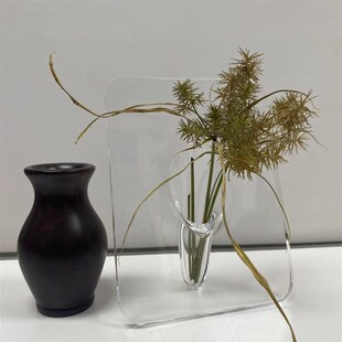 玻璃花插花瓶单支室干花插画鲜花