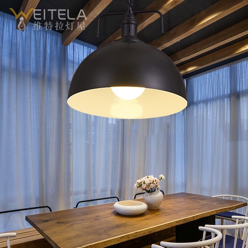 复古工业风餐厅吊灯个性创意火锅烧烤店咖啡厅理发店怀旧锅盖吊灯