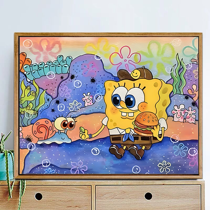 儿童钻石画海绵宝宝小幅手工贴钻十字绣床头满钻