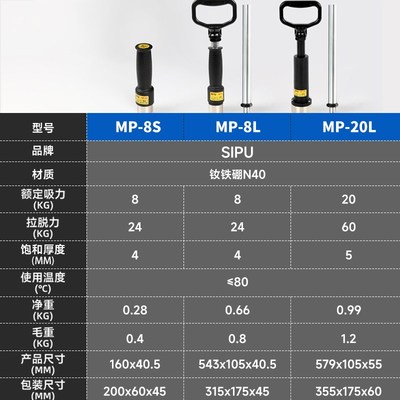 手持加工中心强磁力滋铁池铁吸铁器石铁块磁力Q棒起重器吸盘拾捡