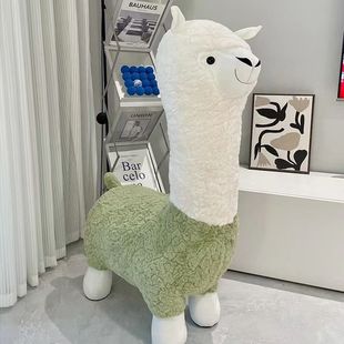 网红创意羊驼座椅凳子带滑轮动物坐凳落L地客厅摆件乔迁新居礼物