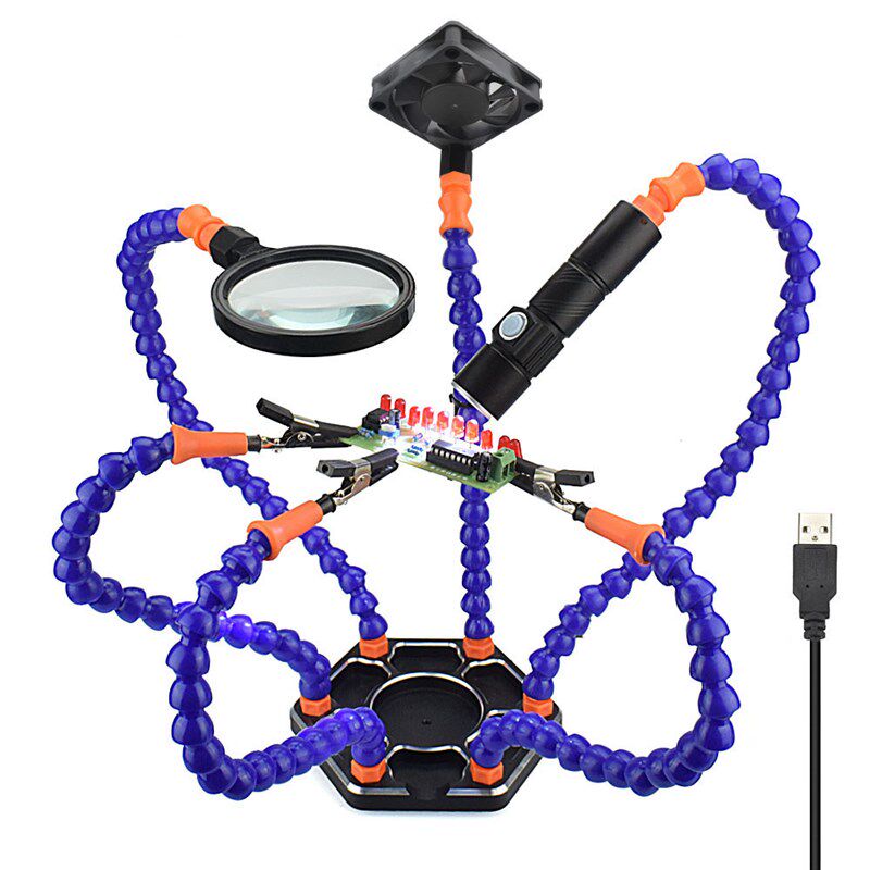 六爪多功能铝合金航模配件FPV6爪电烙铁焊台支架接万向辅助夹工具