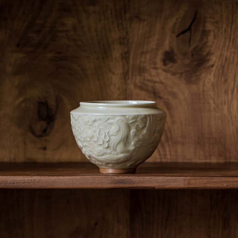 蜜合釉龙凤呈祥浮雕陶瓷建水家用水孟茶洗功夫茶道配件茶渣桶小号,餐饮具,茶道/零配,淘宝优惠券,粉丝福利购,淘宝优惠卷