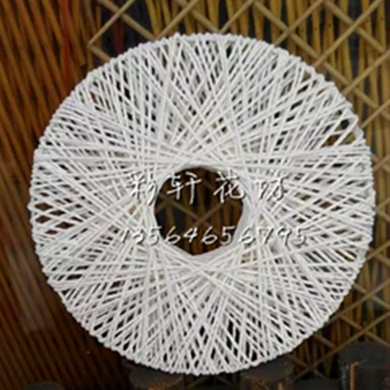 白线飞盘白色飞碟手工藤编白藤盘墙面装饰环圆盘插花藤环田园花艺