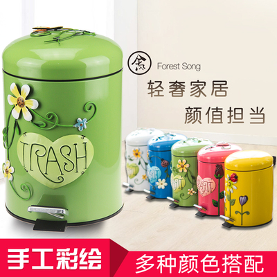 时尚卫生间带盖垃圾桶家用脚踏式客厅厨房卧室可爱创意个性垃圾筒