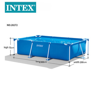 INTEX28272家庭游泳池3米长方形管架水池pvc戏水池成人游泳池