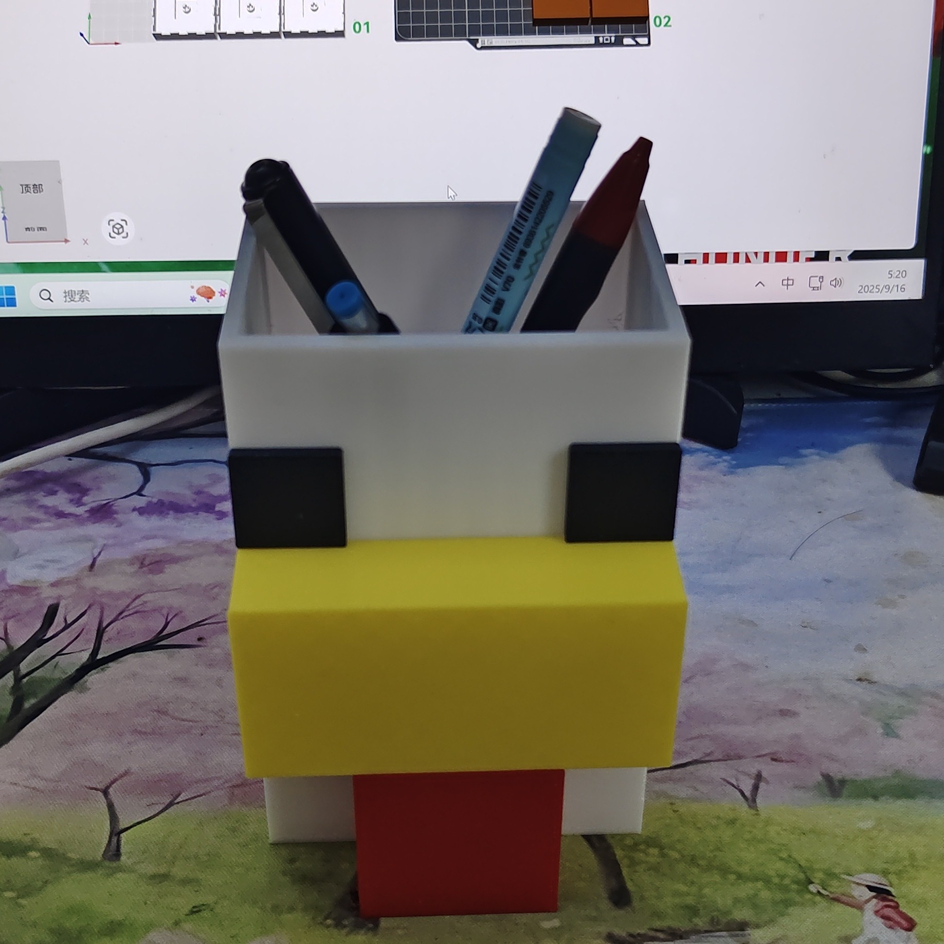 我的世界周边创意笔筒储物盒 送礼 小鸡笔筒 我的世界小鸡 3D打印