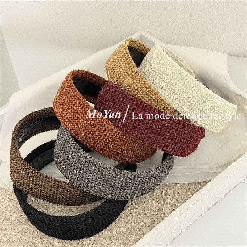 带齿防滑针织发箍秋冬宽版发捆纯色高级感头扣压发卡韩式洋气头箍