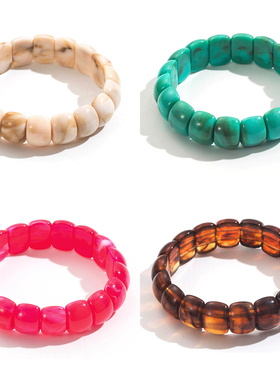 时尚彩色亚克力馒头手链女款