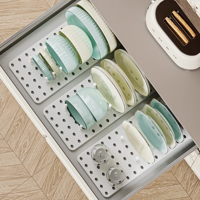 沥水碗架洞洞板可伸缩碗碟架沥水托盘收纳家用厨房台面碗碟收纳架