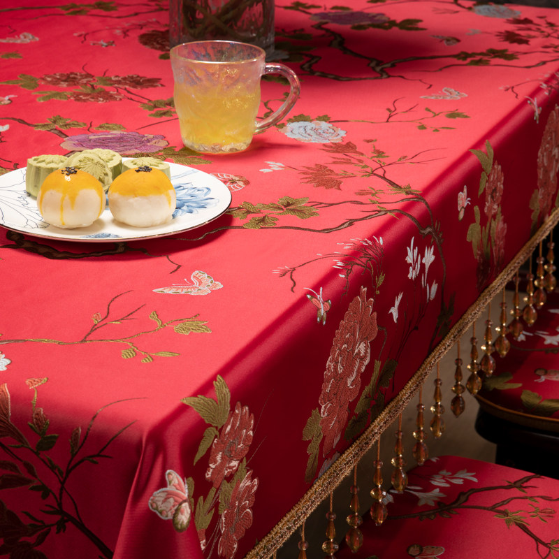 餐桌布新中式桌布仿真丝桌子盖巾台布茶几盖布定,居家布艺,桌布,淘宝优惠券,粉丝福利购,淘宝优惠卷