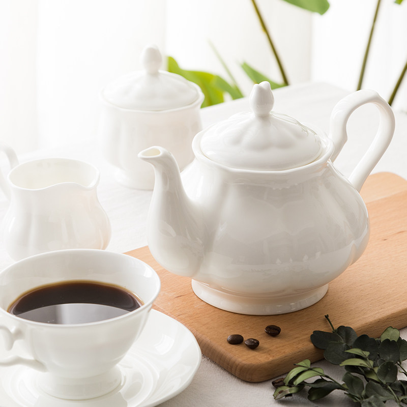 欧式白陶瓷咖啡壶装宫廷茶壶容量英式下午茶奶茶壶