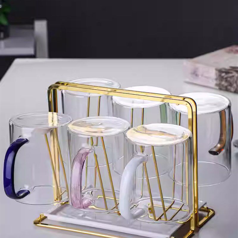 耐高温玻璃杯带把套装家用只装喝水杯牛奶杯果汁杯茶杯子