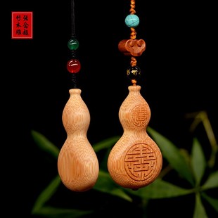 竹根雕葫芦手把件竹雕福禄寿把玩件文玩手工雕刻喜葫芦挂件素器