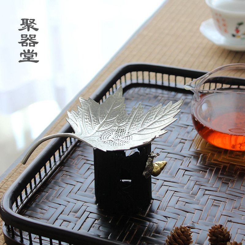 聚器堂手工茶漏茶滤锡茶叶漏斗分茶器号泡茶滤网茶道