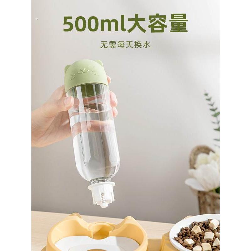 多可特猫碗猫食盆陶瓷双碗自动饮水碗猫咪宠物狗碗喝水喂食一体碗