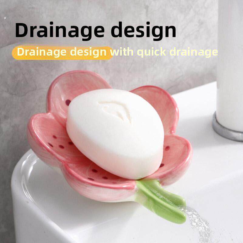 轻奢陶瓷肥皂盒家用卫生间香皂沥水置物架酒店洗漱台免打孔台皂碟