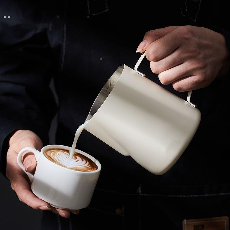 咖啡拉花杯拉花罐304不锈钢拉花工艺品牛奶罐牛奶泡沫杯尖口牛奶