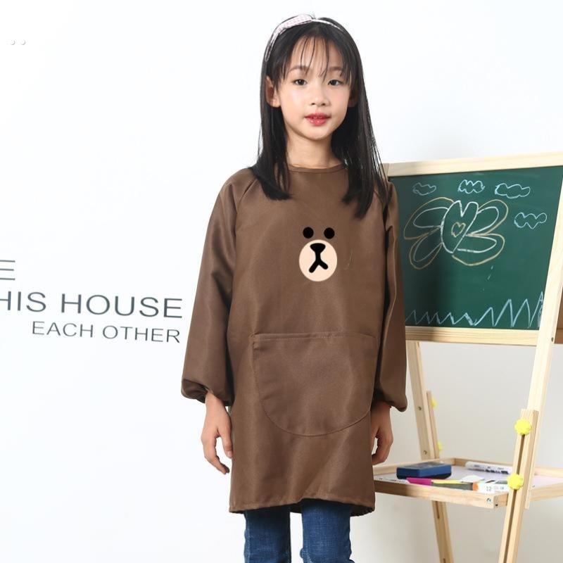 幼儿园绘画练毛笔字男宝围裙儿童画画罩衣美术生专用长袖防水防脏