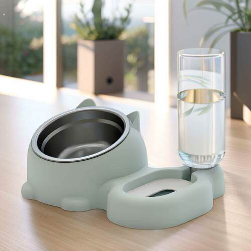 猫咪碗猫双碗食盆自动水碗饮水喂食饭盆打翻宠物用品狗狗猫咪饭碗