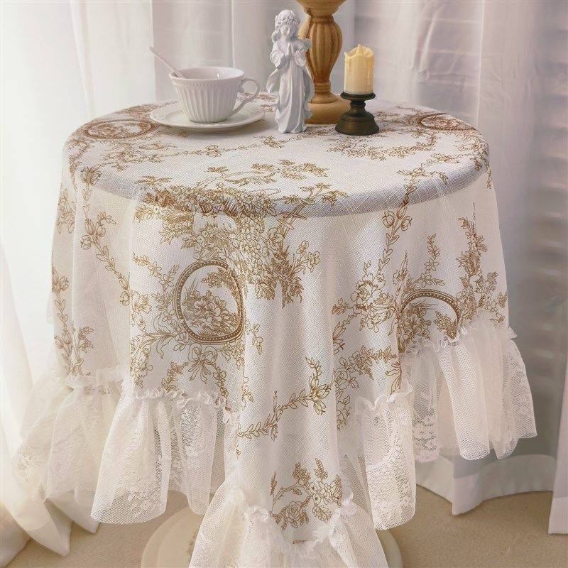 法式复古蕾丝花边印花麻纱桌布仙女风欧式奶油茶几床头盖巾餐布,居家布艺,桌布,淘宝优惠券,粉丝福利购,淘宝优惠卷