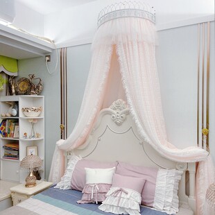 床幔公主风床帘床头帘纱帐婚庆装饰卧室背景儿童房一体式蚊帐