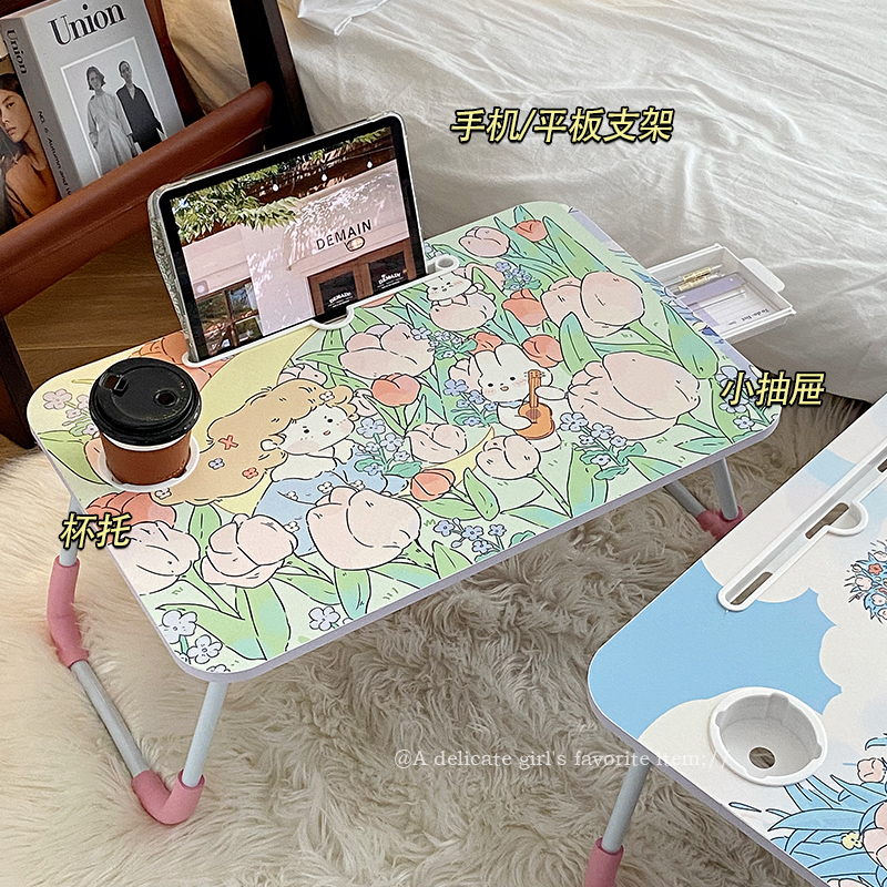 床上小桌子可折叠桌学生宿舍懒人学习写字桌笔记本电脑桌家用卧室