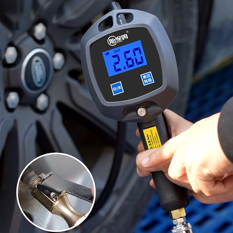 胎保姆汽车轮胎充气气压表数显加气打气表胎压枪电子打气表充气表