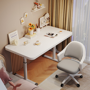 手动升降台式电脑桌书桌子卧室女生书桌办公学习简易工作台