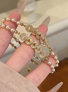 五帝钱币珍珠手链女生马年本命年