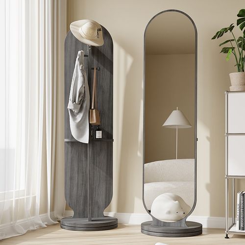 旋转穿衣镜全身镜卧室落地挂衣架一体衣帽架镜子立式可Z移动试衣