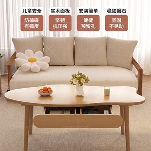小户型创意实木小桌子原木奶油风极简小茶 茶几客厅家用202n4新款