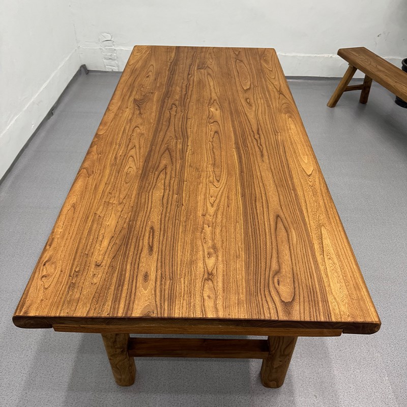 老榆木桌b子实木茶桌榆木板门板桌原木工作台吧台桌家用书桌长条