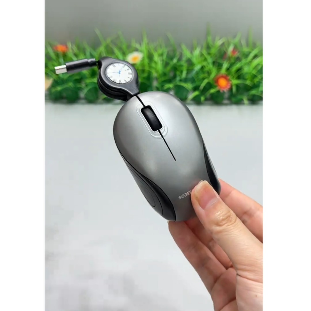 现货USB小鼠标TYPE-C可卷线儿童迷你鼠标通用手机平板电脑拉伸