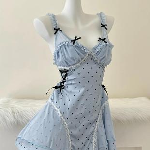 月光盒【90-210斤】大码镂空性感吊带新款女士睡裙甜美波点纯欲