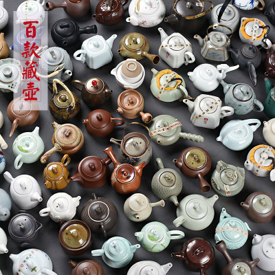 玩茶壶 粗陶汝瓷哥窑3个随机单壶功夫茶具 青瓷紫砂黑陶日式提梁