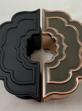 半圆大拉手黑色玻璃门圆形把手双开门对装大门扶手实木门柜门拉把