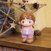 储蓄罐树脂摆件 女孩 礼品 粉色背带裤 可爱