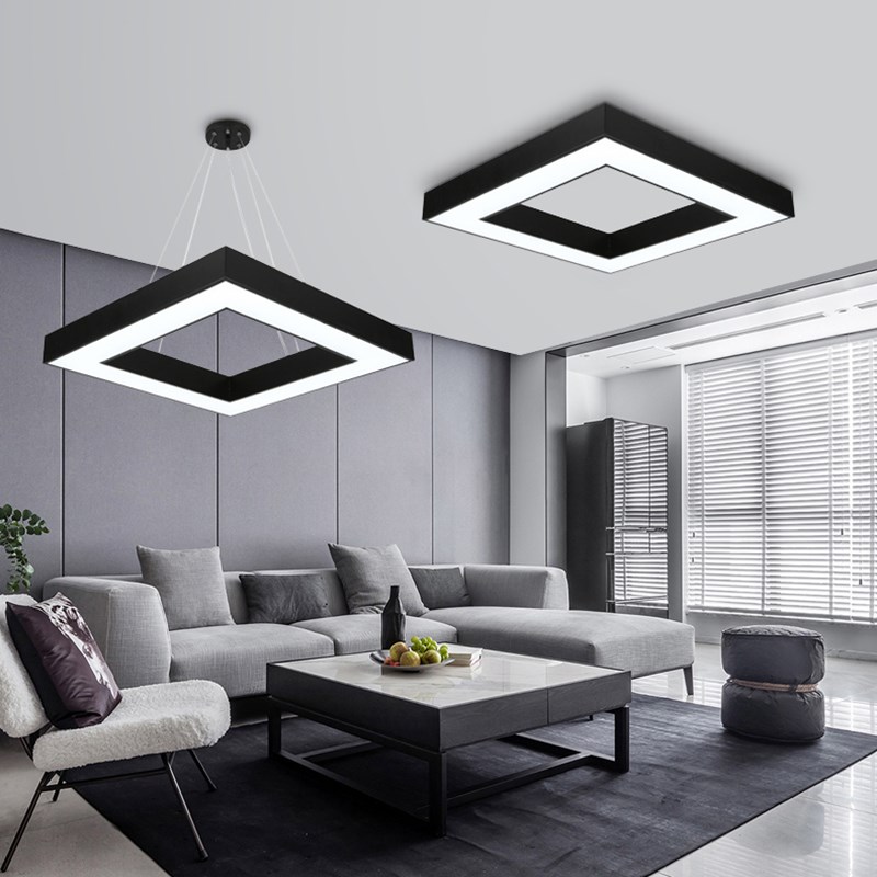 办公室led吊灯空心正方形拼接线现代简约商场店铺超市健身房商用