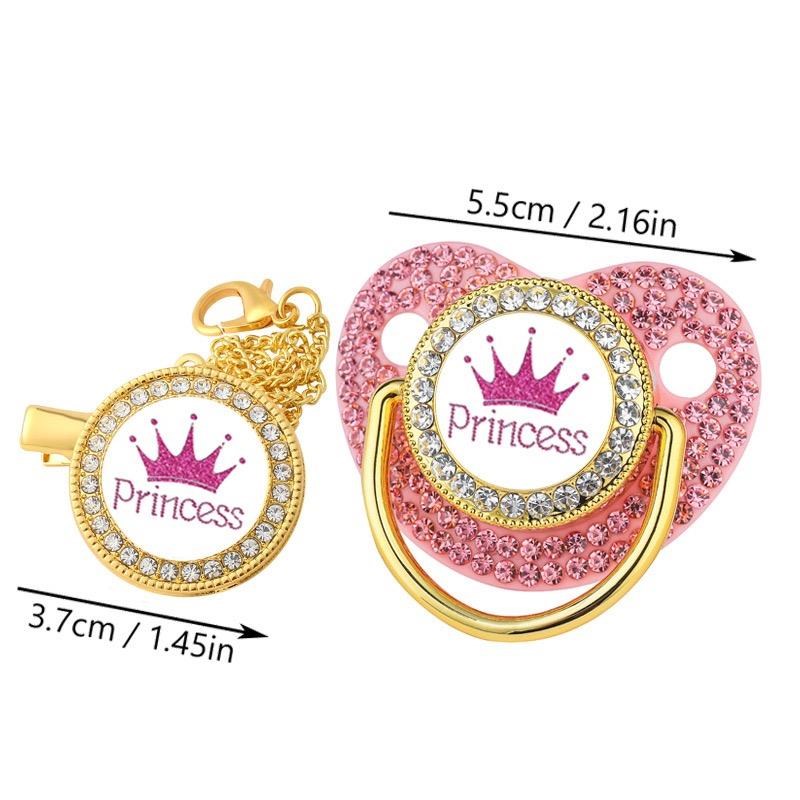 Luxury Crown Pacifier Clip Chain Set Baby NShower Gift Silic