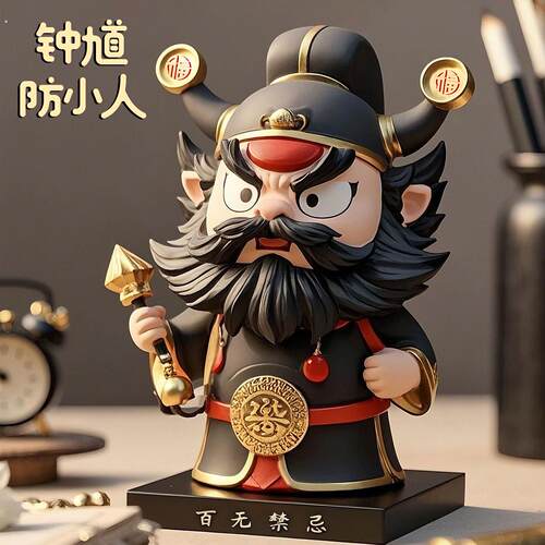 钟馗摆件职场防小人壁邪办公室桌面装饰工位解压情绪稳定神器礼物